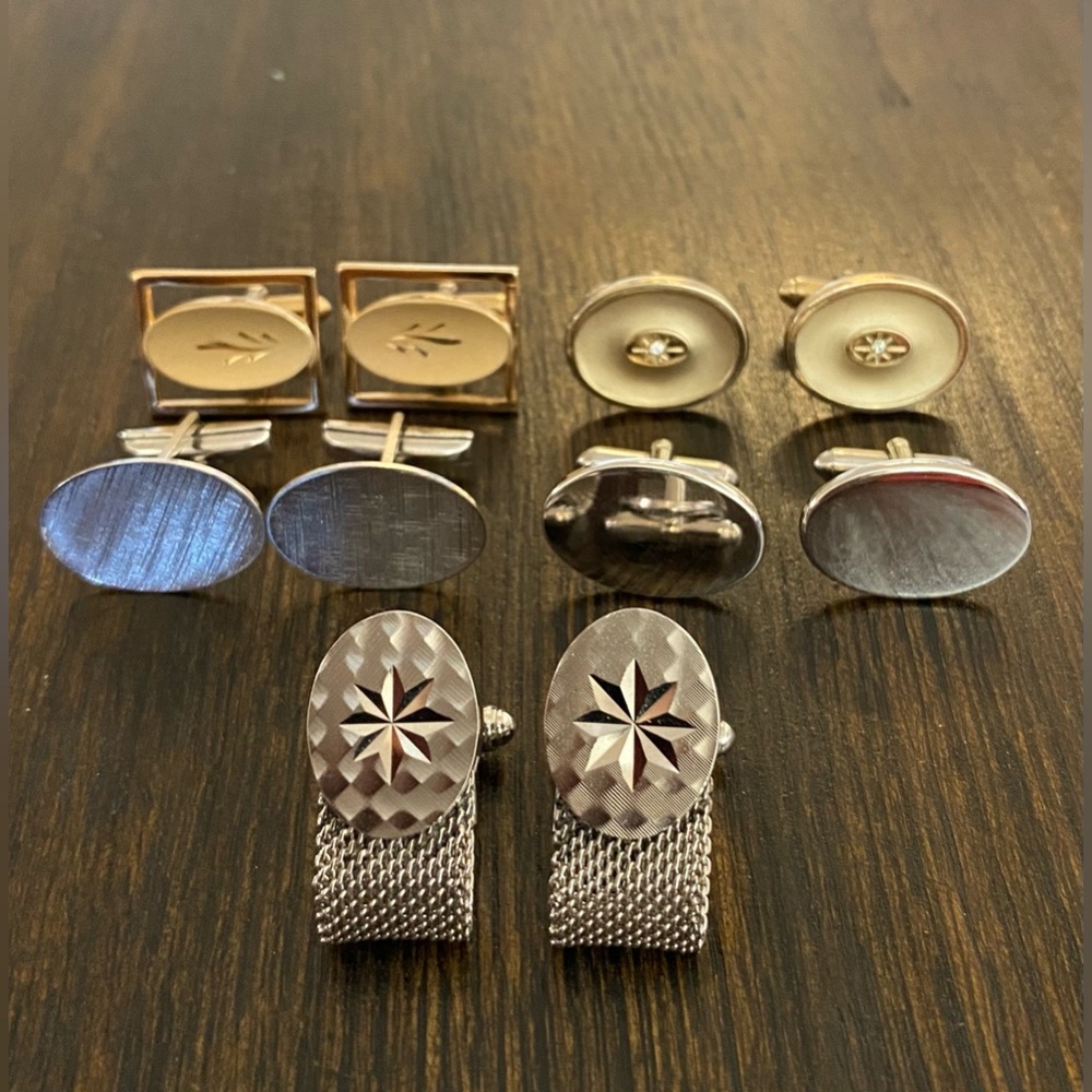 Elegant Silver Tone and Gold Tone Cufflinks Set